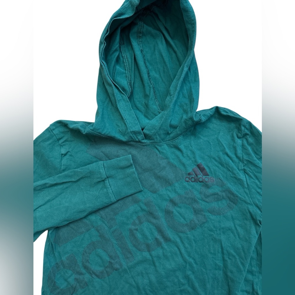 Adidas Green Lightweight Youth Boys Hoodie Size Small (8) Hooded Logo